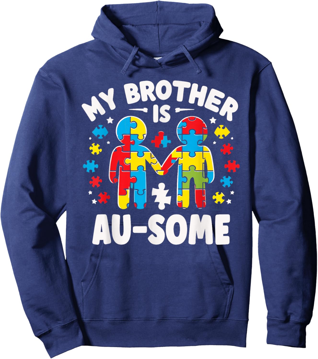 My Brother is Awesome Autism Awareness Colorful Hoodie - Hoodie | Navy