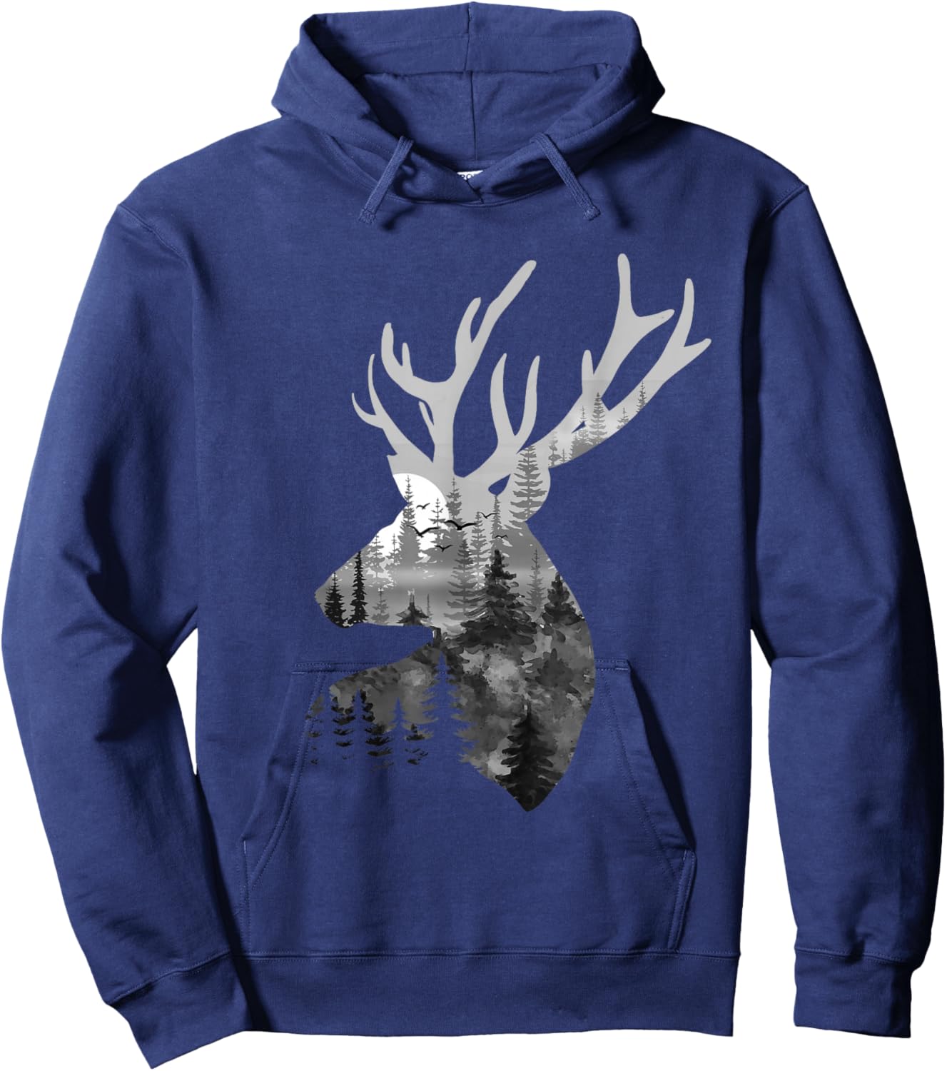 Silhouette Buck Deer Artwork - Forest Wildlife Animal Lover Hoodie - Hoodie | Navy
