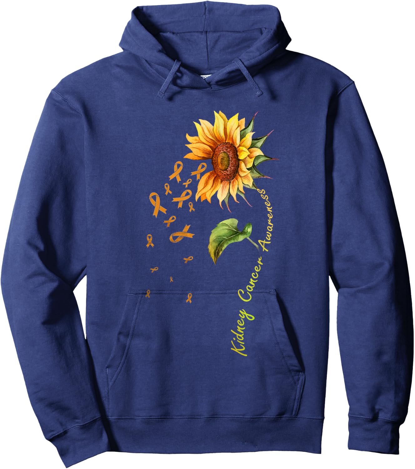 Kidney Cancer Awareness Sunflower Shirt Hoodie - Hoodie | Navy