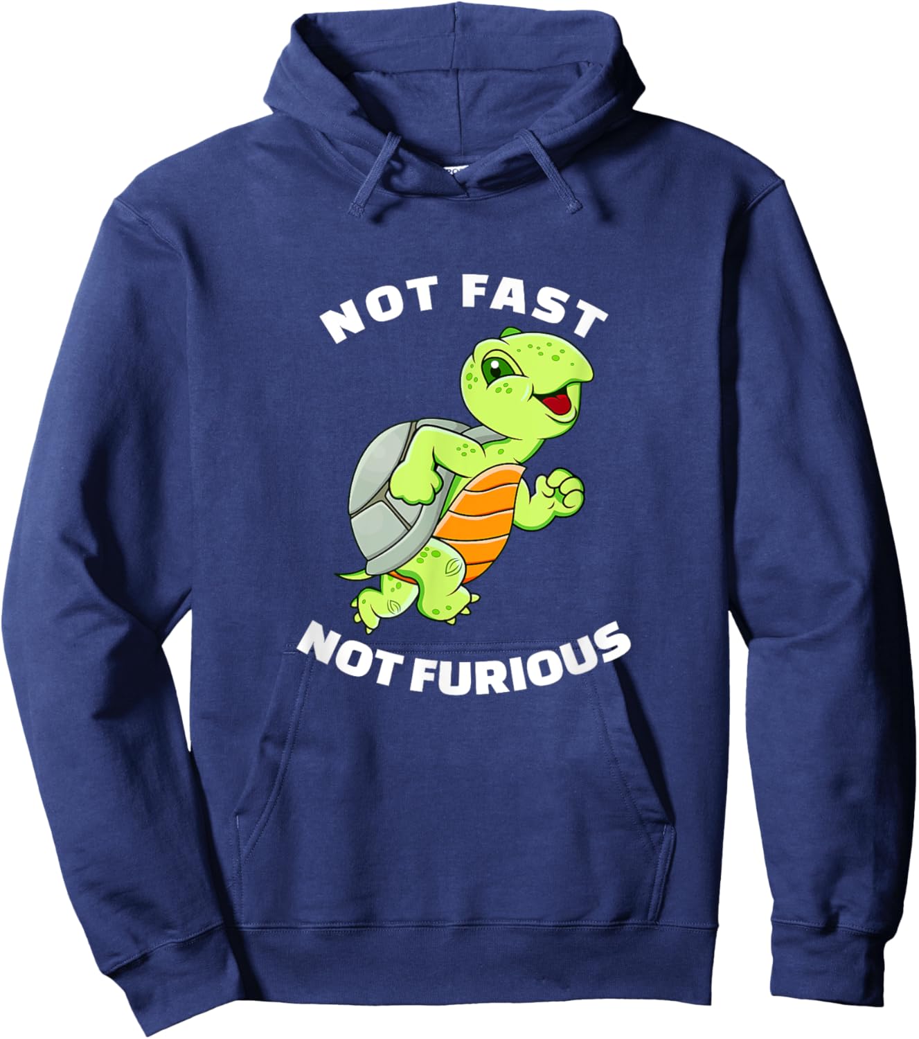 Not Fast Not Furious Funny Sea Turtle Running Team Hoodie - Hoodie | Navy
