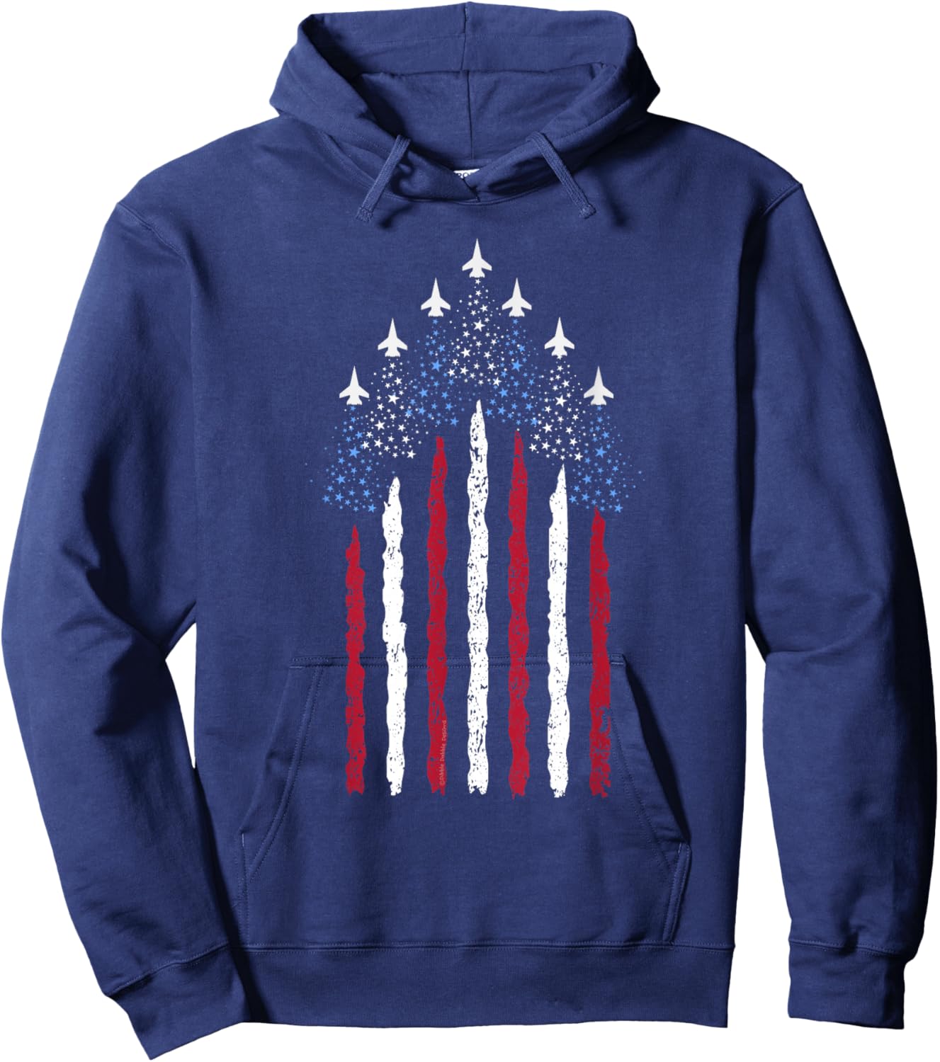 Patriotic Stars Red White Blue USA Fighter Jets 4th of July Hoodie - Hoodie | Navy