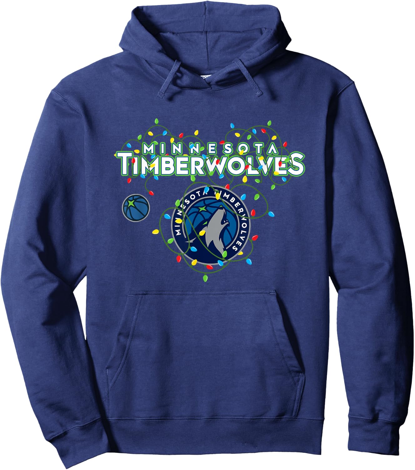 NBA Minnesota Timberwolves Christmas Lights Holiday Hoodie - Hoodie | Navy