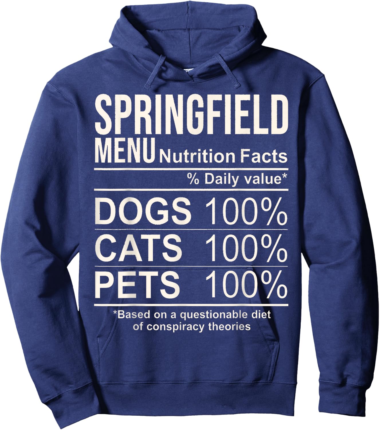 Springfield Menu Nutrition Facts Shirt Dogs Cats Pets Funny Hoodie - Hoodie | Navy