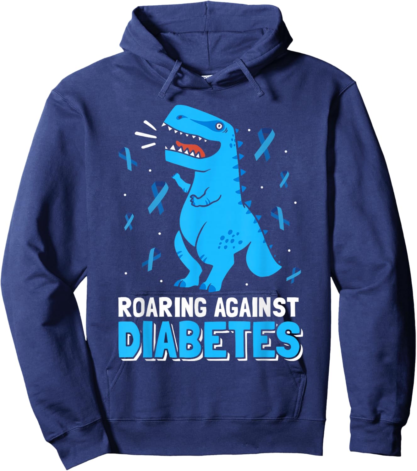 Roaring Against Diabetes Dinosaur T-Rex Diabetes Awareness Hoodie - Hoodie | Navy