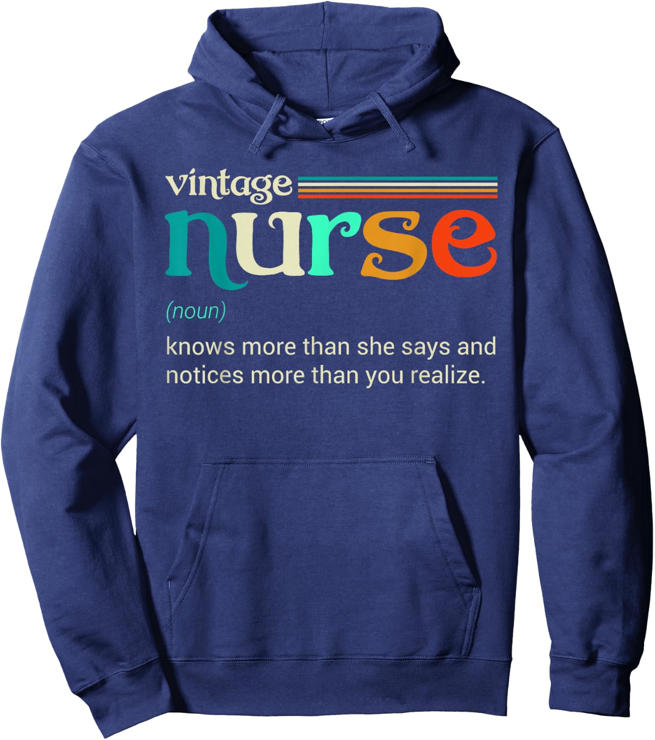 Vintage nurse noun definition knows more than she says funny Hoodie - Hoodie | Navy