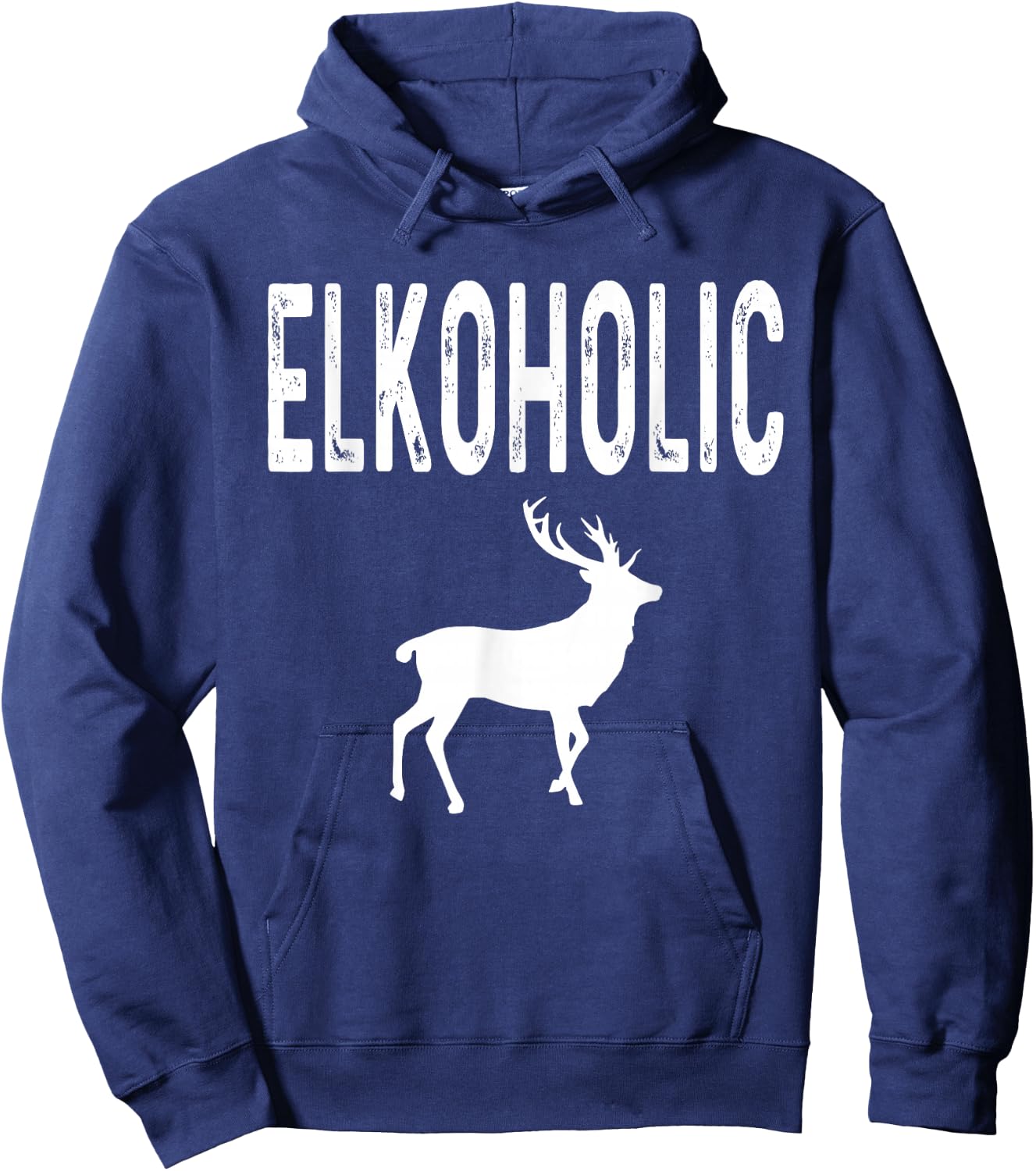 Elkoholic Elk Hunter Hunting Dad Deer Big Game Retro Hoodie - Hoodie | Navy