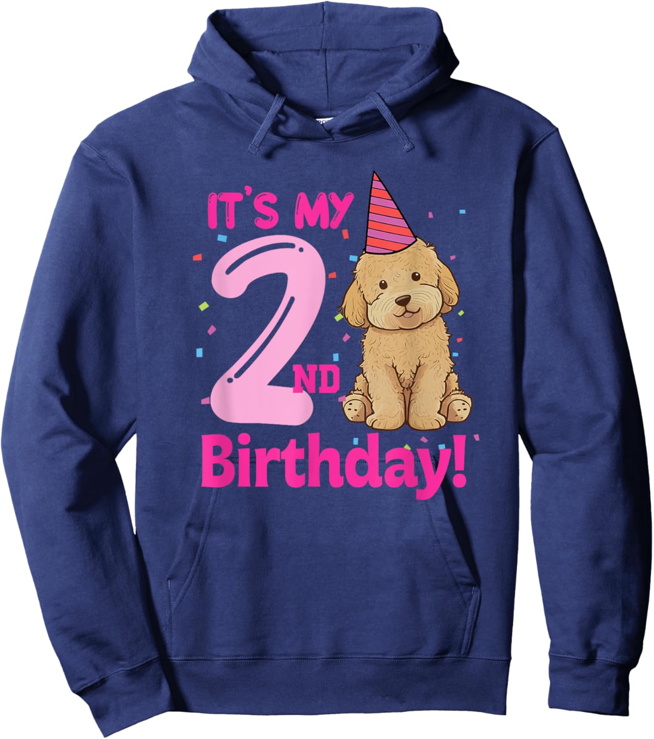 It's My 2nd Birthday Goldendoodle Lovers 2 Years Old Puppy Hoodie - Hoodie | Navy
