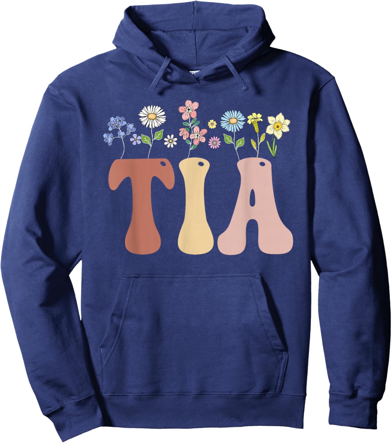 Tia Gifts Women Wildflower Floral Design Tia Hoodie - Hoodie | Navy