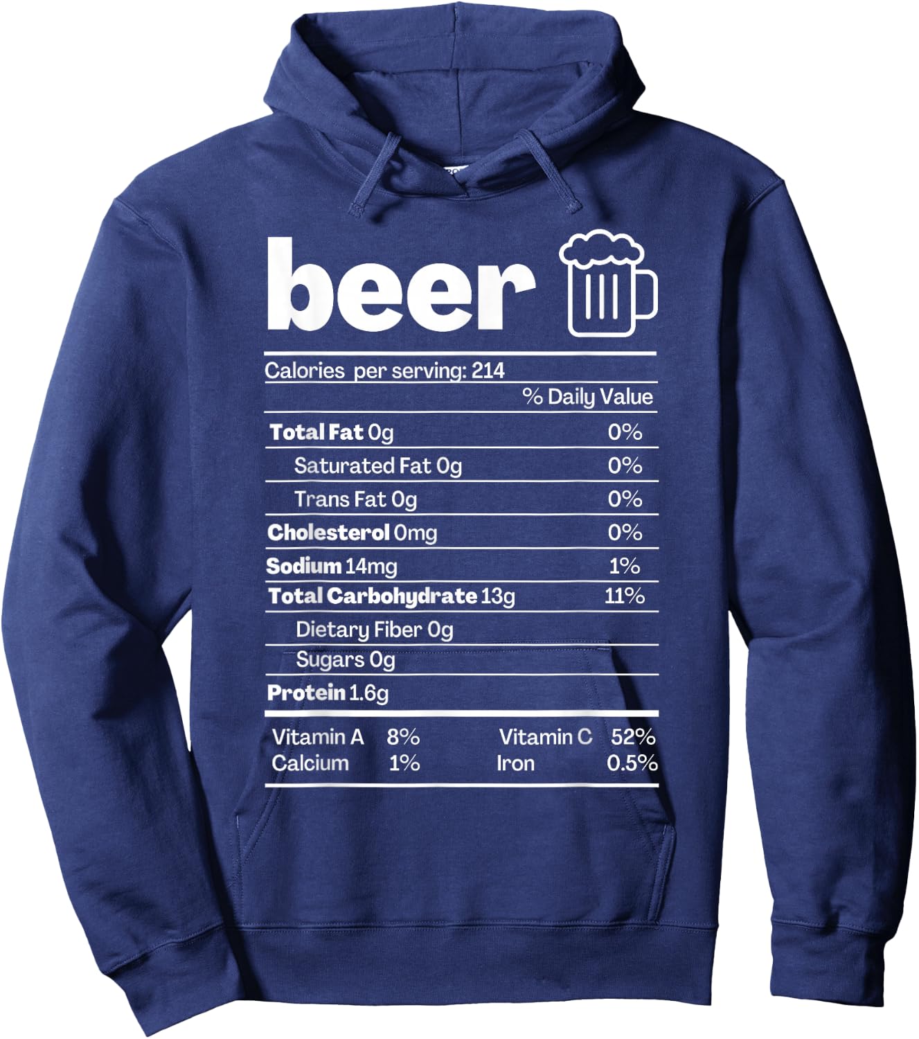 Beer Nutrition Facts Shirt Label Thanksgiving Christmas Hoodie - Hoodie | Navy