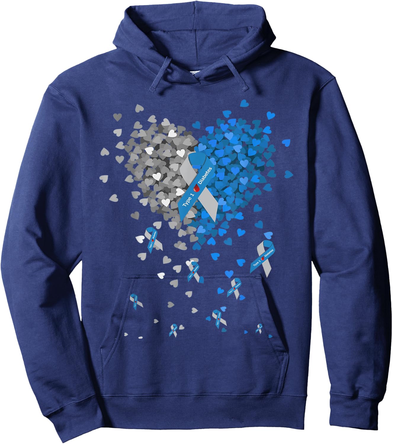 In November We Wear Blue Cure Diabetes Awareness Love Heart Hoodie - Hoodie | Navy
