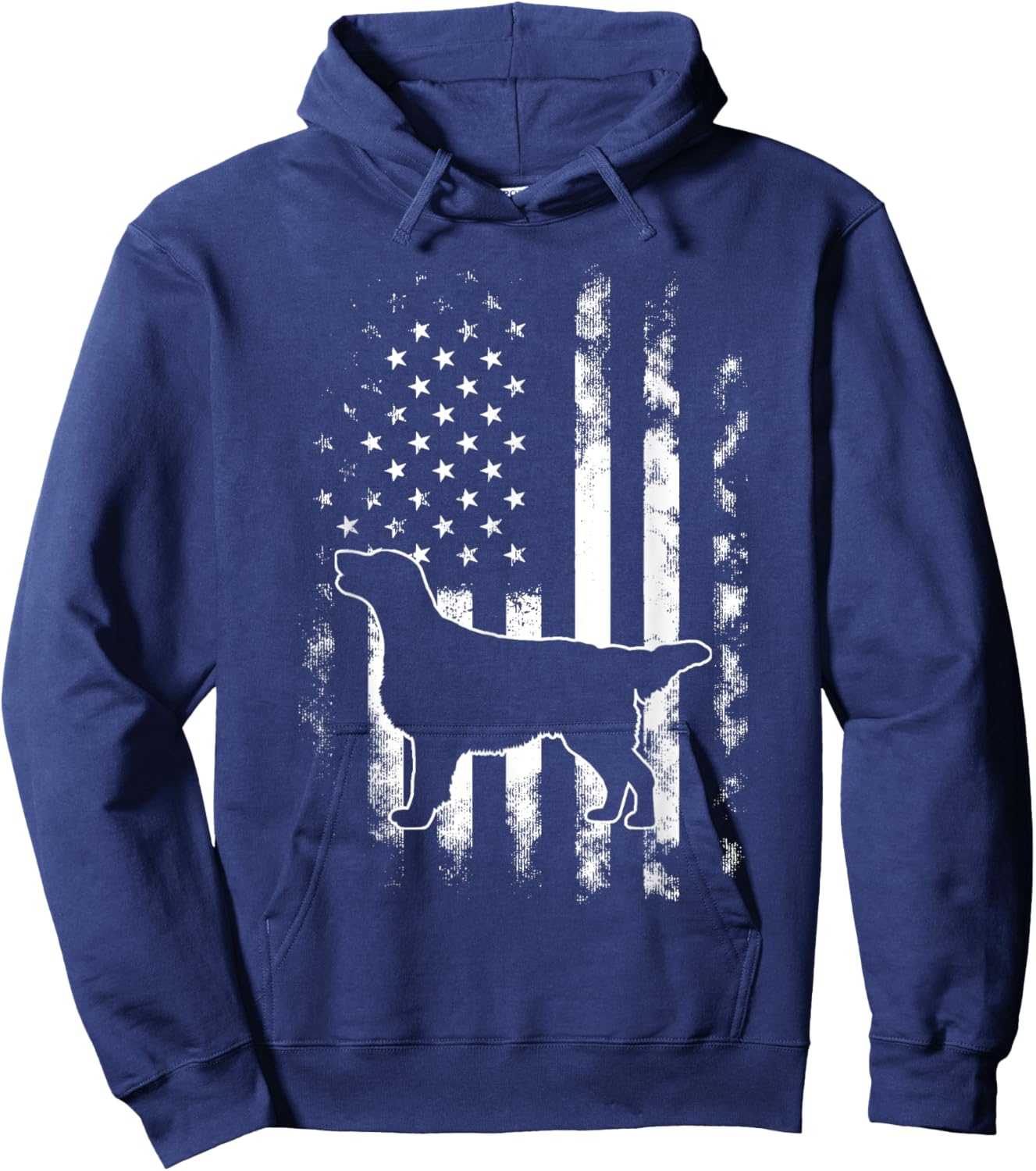 American US Flag Flat Coat Retriever Hoodie - Hoodie | Navy