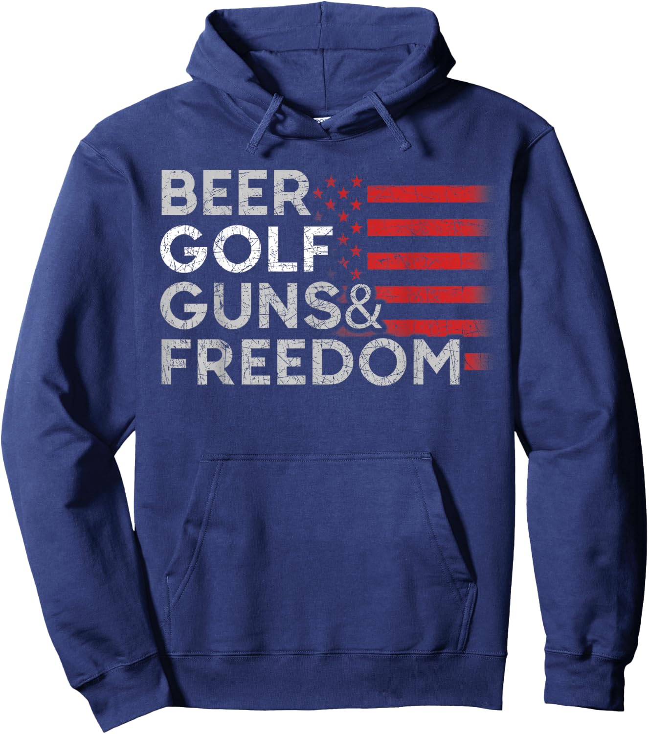 Drunk Golfer Beer Golf Guns Freedom USA Flag Golf Women Men Hoodie - Hoodie | Navy