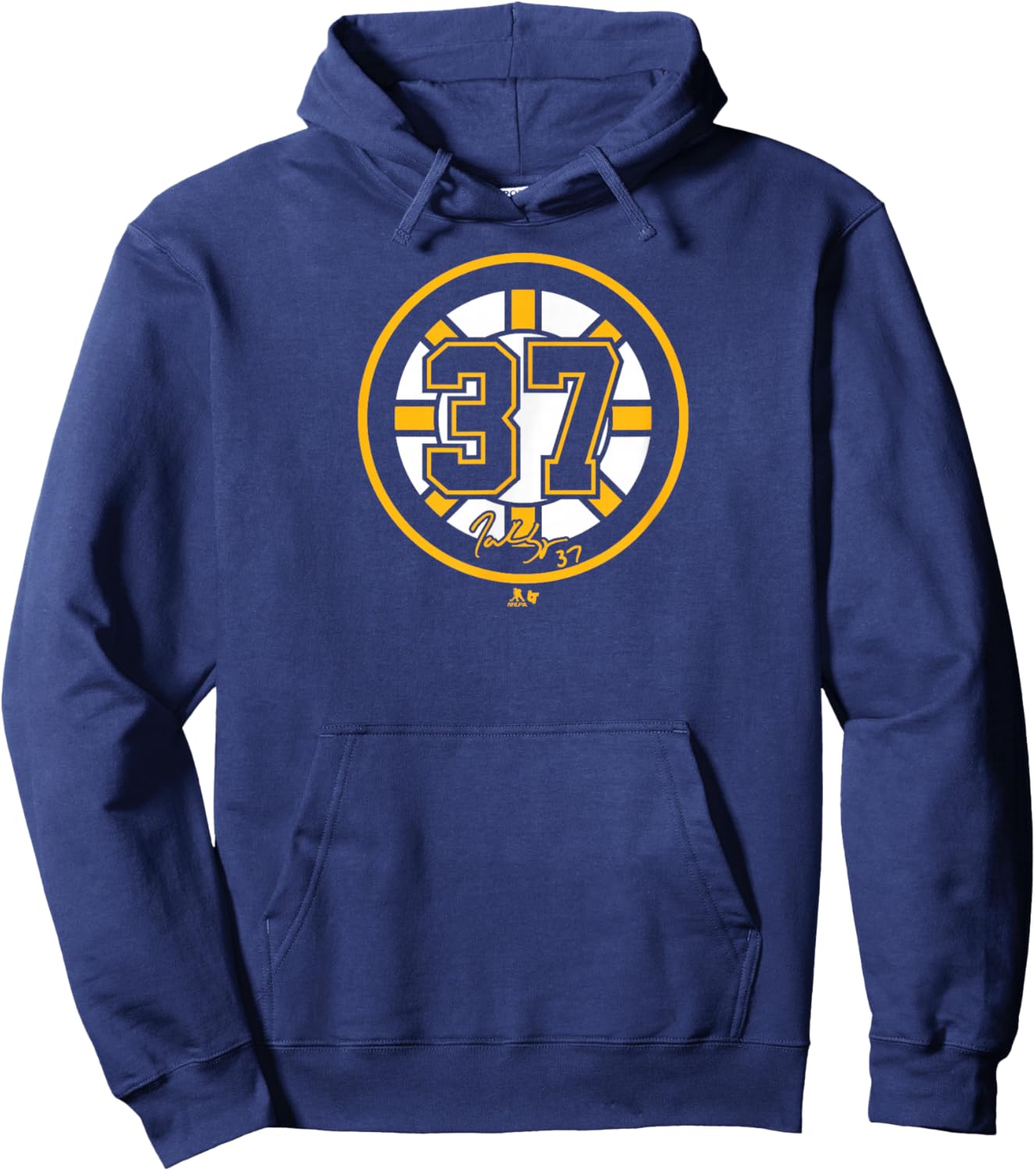 Patrice Bergeron: 37 - Boston Hockey Hoodie - Hoodie | Navy