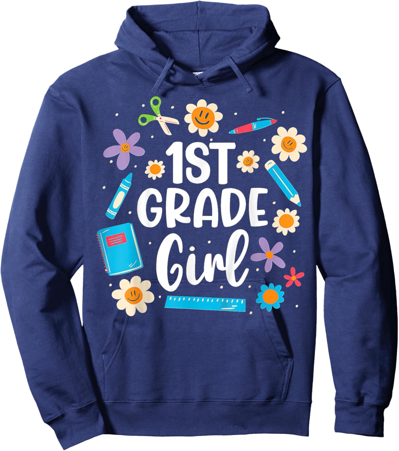 Kids Girls First Grade, 1st Grade Girl Back To School Hoodie - Hoodie | Navy
