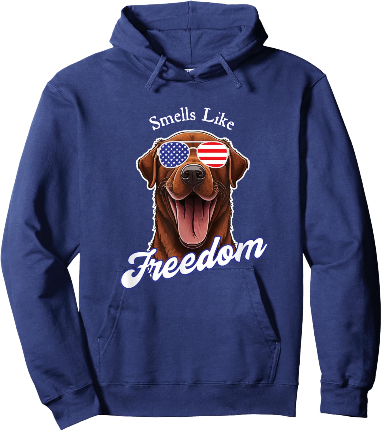 Chocolate Lab American Flag Patriotic 4th of July Vintage Women Men Hoodie - Hoodie | Navy