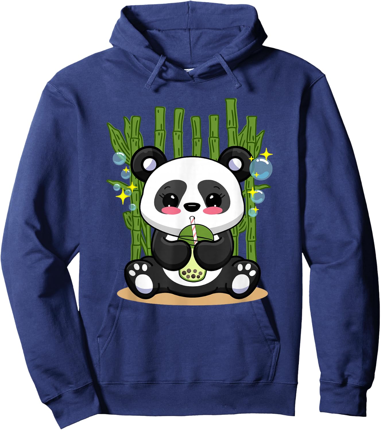 Kawaii Panda Bubble Tea Japanese Anime Boys Girls Kids Hoodie - Hoodie | Navy