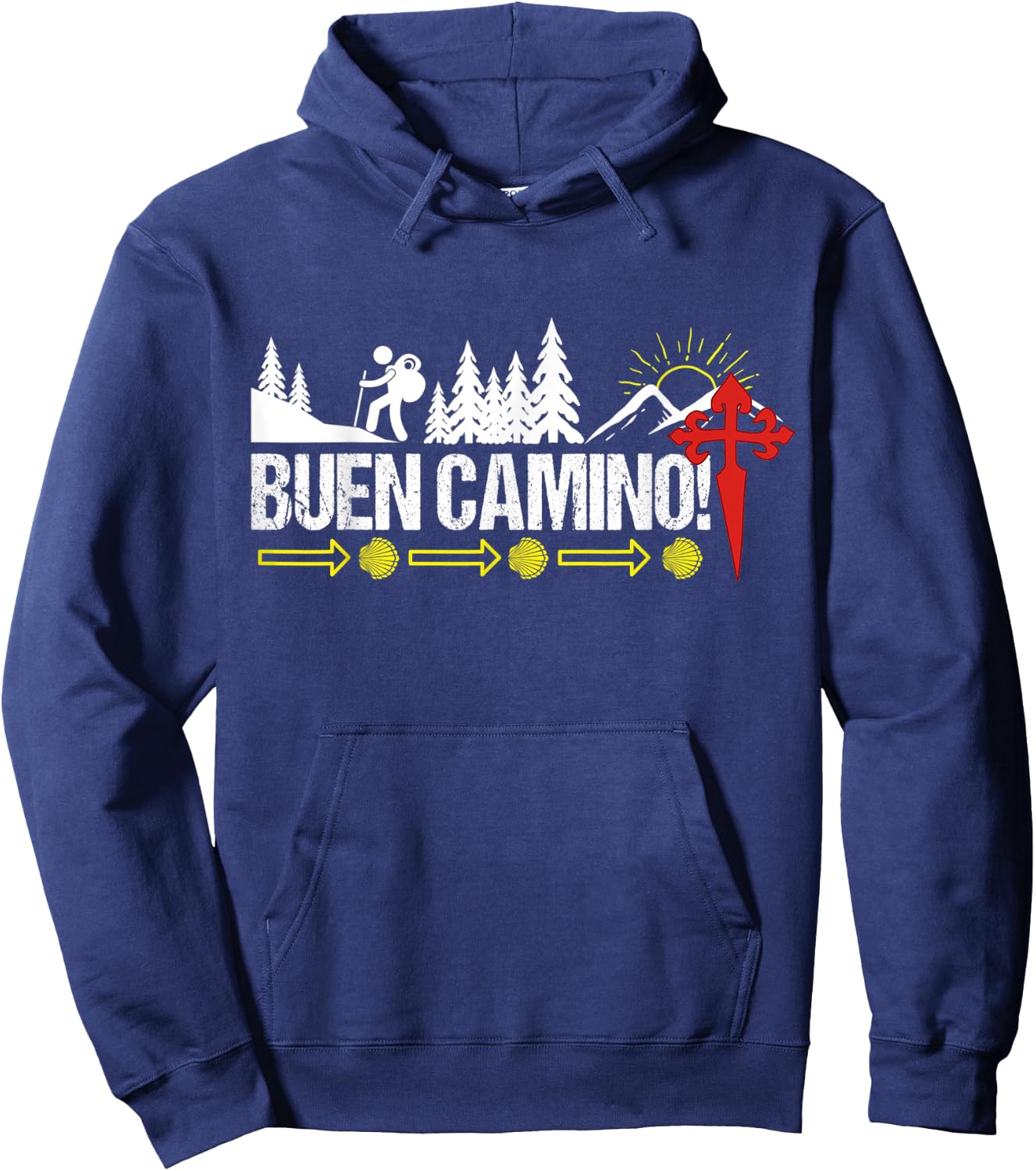 Buen Camino Way of St James Scallop Shell Camino de Santiago Hoodie - Hoodie | Navy