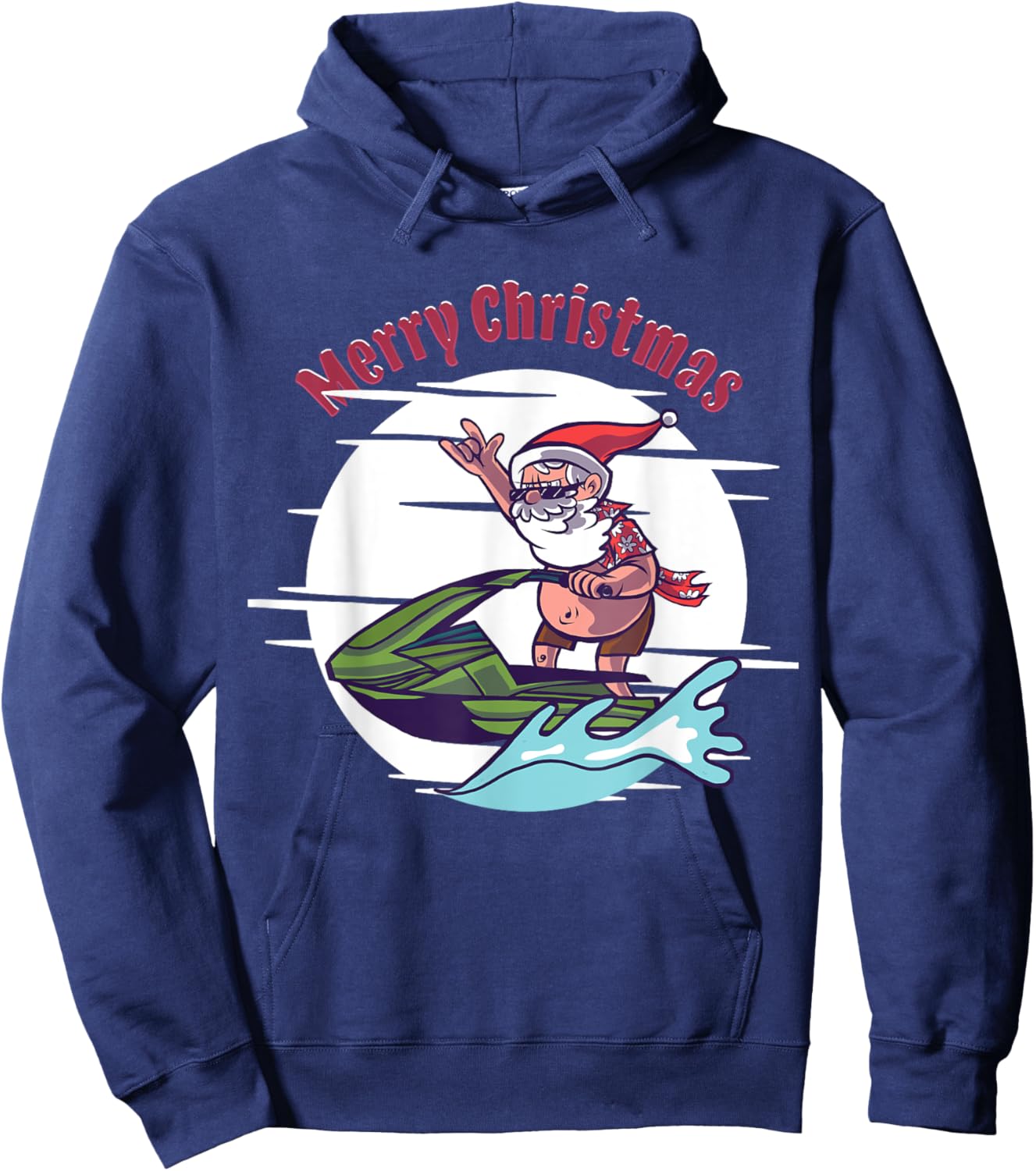 Merry Christmas Santa Jet Ski Watersports Hoodie - Hoodie | Navy
