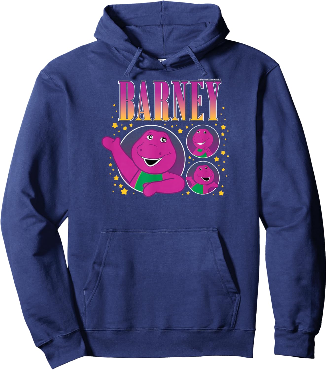 Barney - Purple Dinosaur Character Grid with Gold Stars Hoodie - Hoodie | Navy