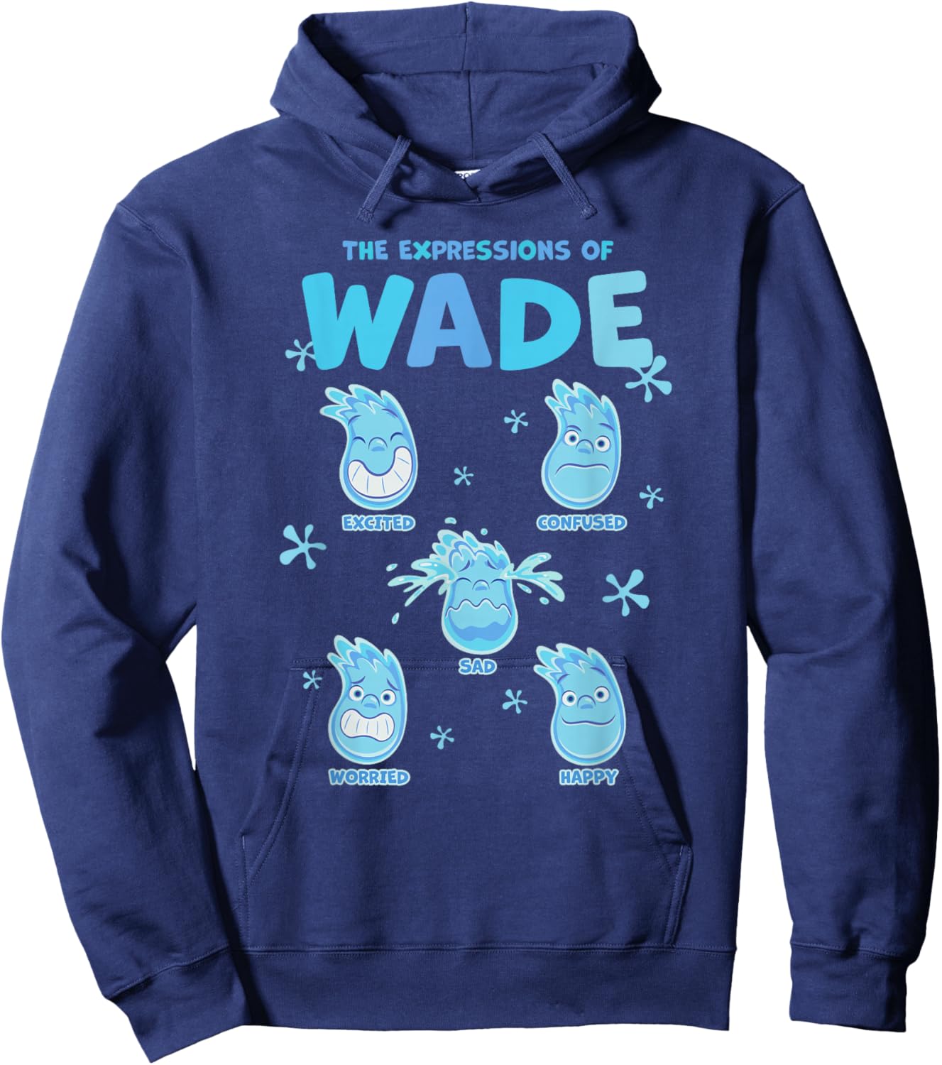 Disney Pixar Elemental The Expressions Of Wade Poster Hoodie - Hoodie | Navy