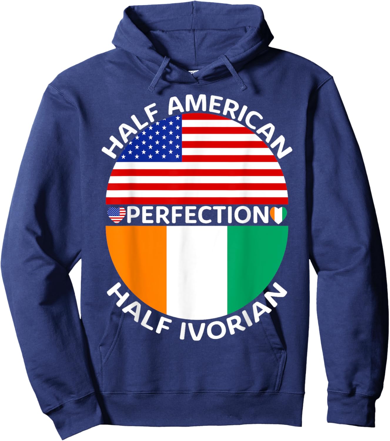 Half American Half Ivorian Ivory Coast Flag Root Men Women Hoodie - Hoodie | Navy