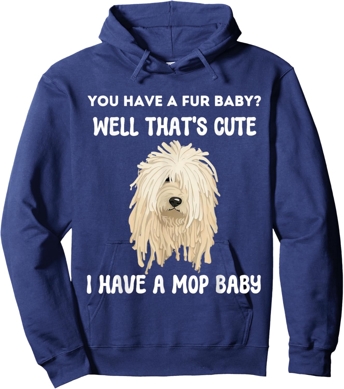 Funny Komondor Mop Dog, Cute Hungarian Sheepdog Women Men Hoodie - Hoodie | Navy