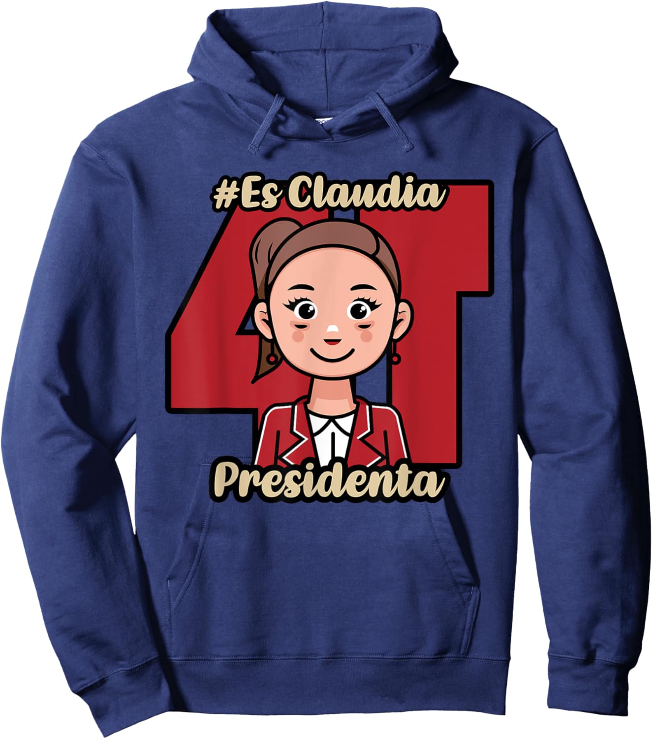 Claudia Sheinbaum Pardo Presidenta drawing kawaii Hoodie - Hoodie | Navy