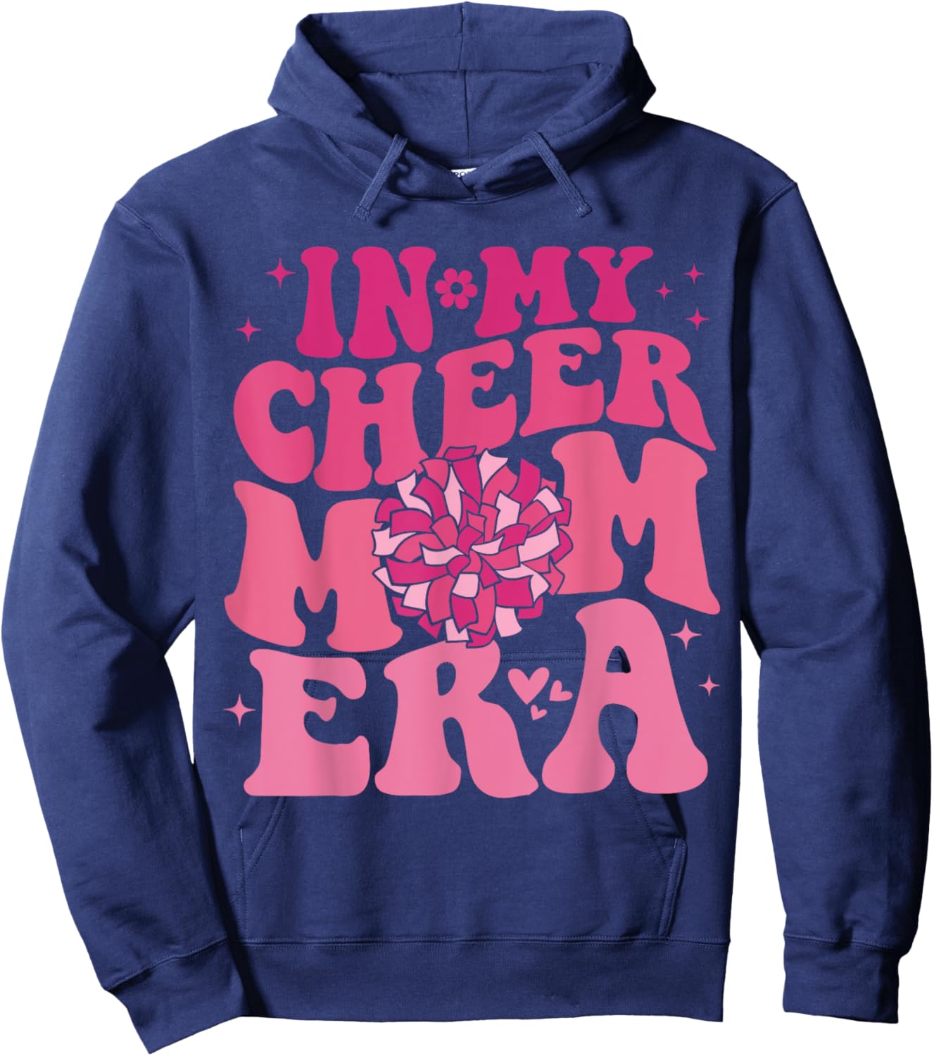 In My Cheer Mom Era Groovy Cheerleading Football Mom Women Hoodie - Hoodie | Navy