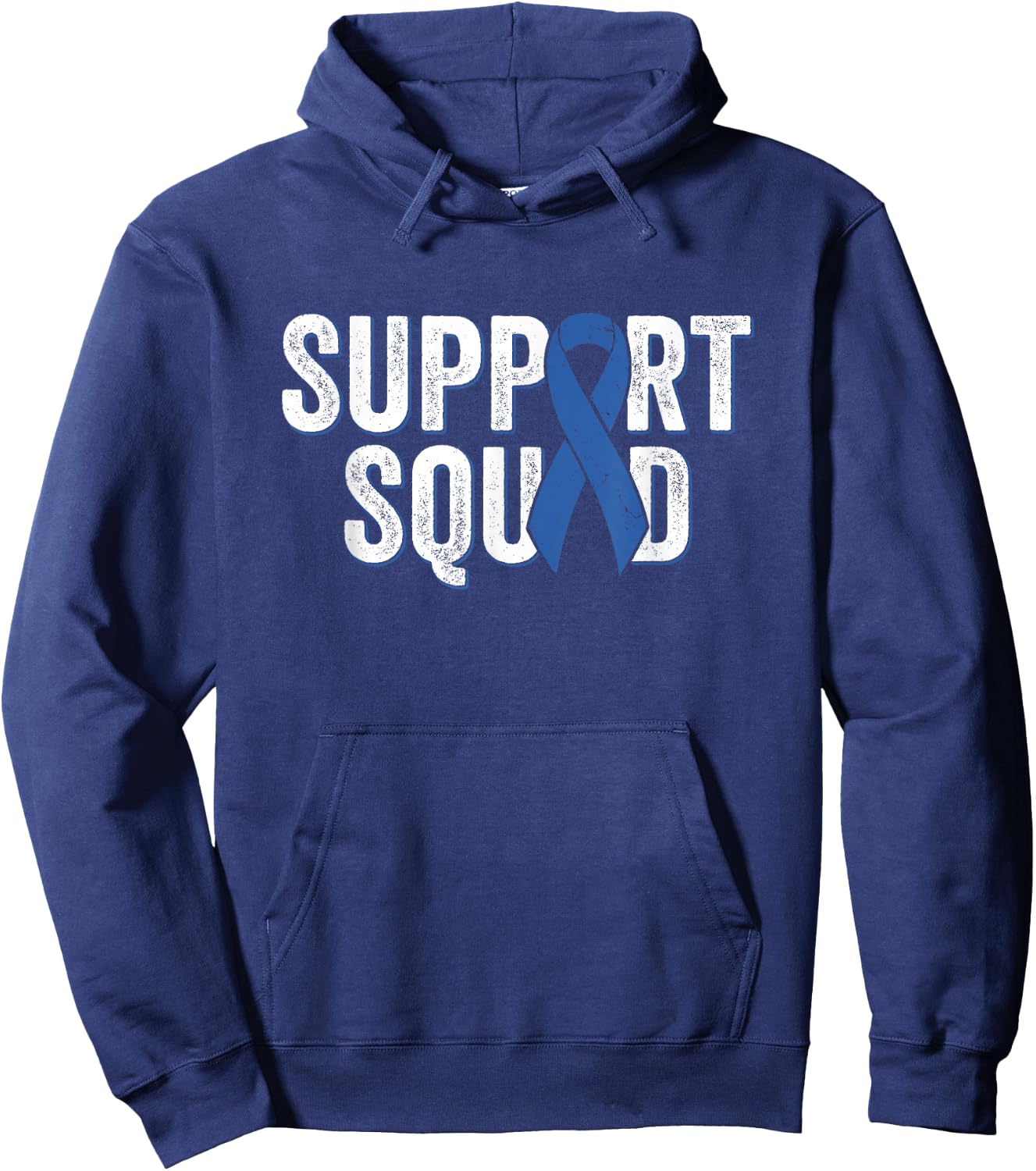 Colon Cancer Support Squad, Blue Colorectal Awareness Ribbon Hoodie - Hoodie | Navy