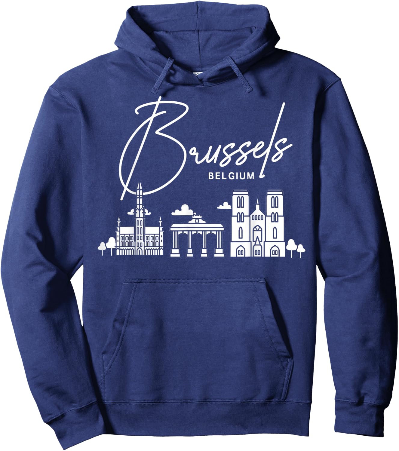 Brussels Belgium City Skyline Map Travel Hoodie - Hoodie | Navy