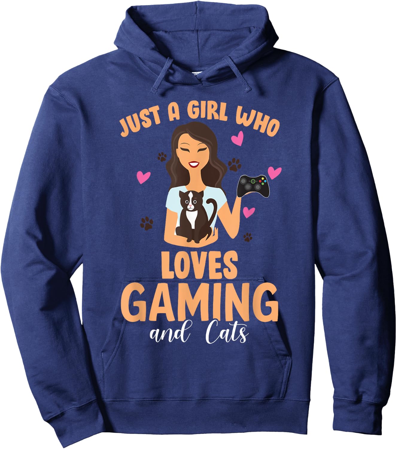 Cats and Gaming - Just A Girl Who Loves Cats and Gaming Gift Hoodie - Hoodie | Navy