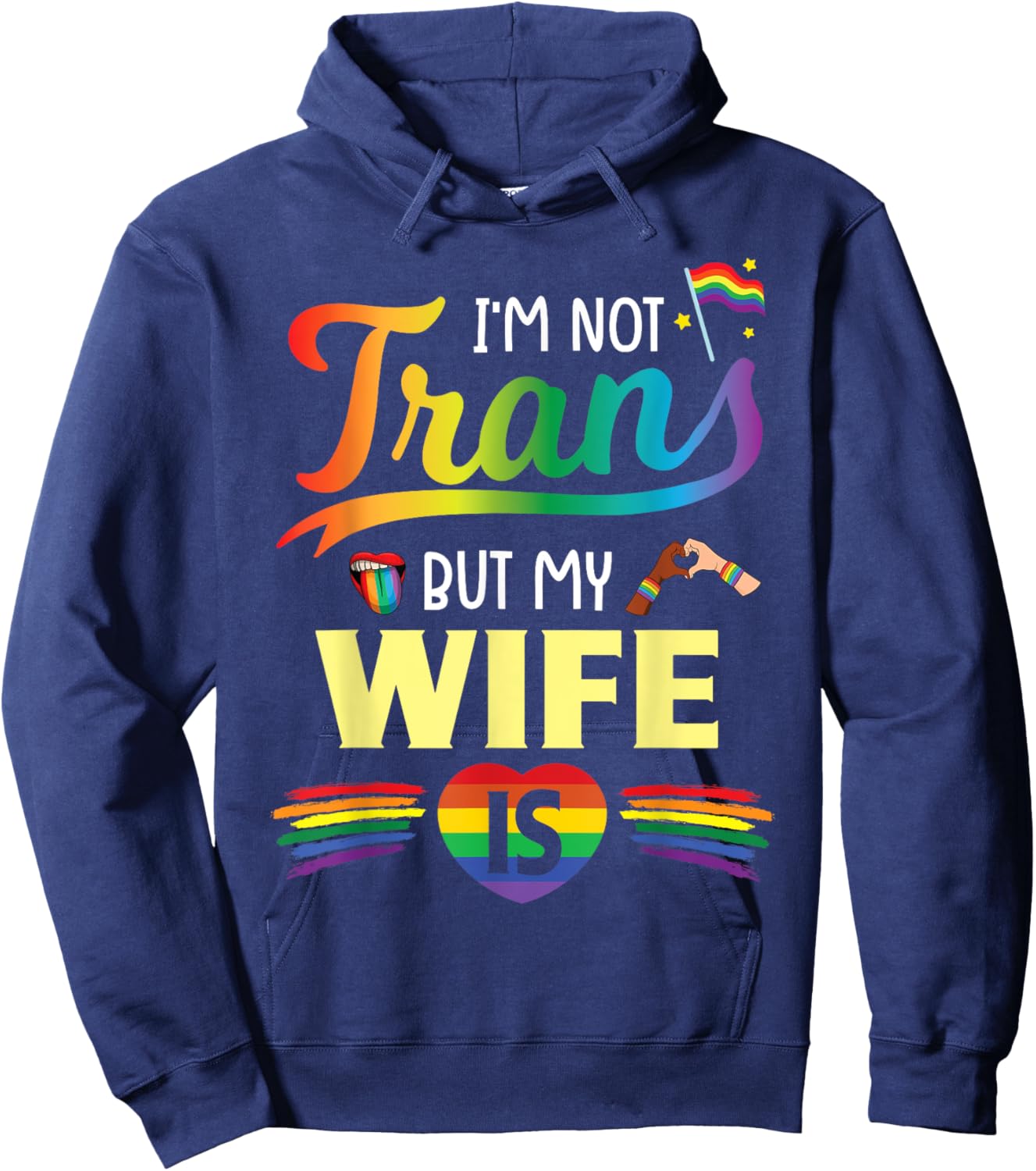 Husband I'm Not Transgender But My Wife Is Help Love Proud Hoodie - Hoodie | Navy