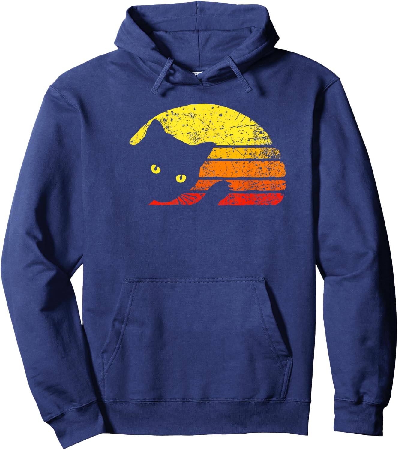 Vintage Cat Lover Sunset Retro Style Cats Hoodie - Hoodie | Navy