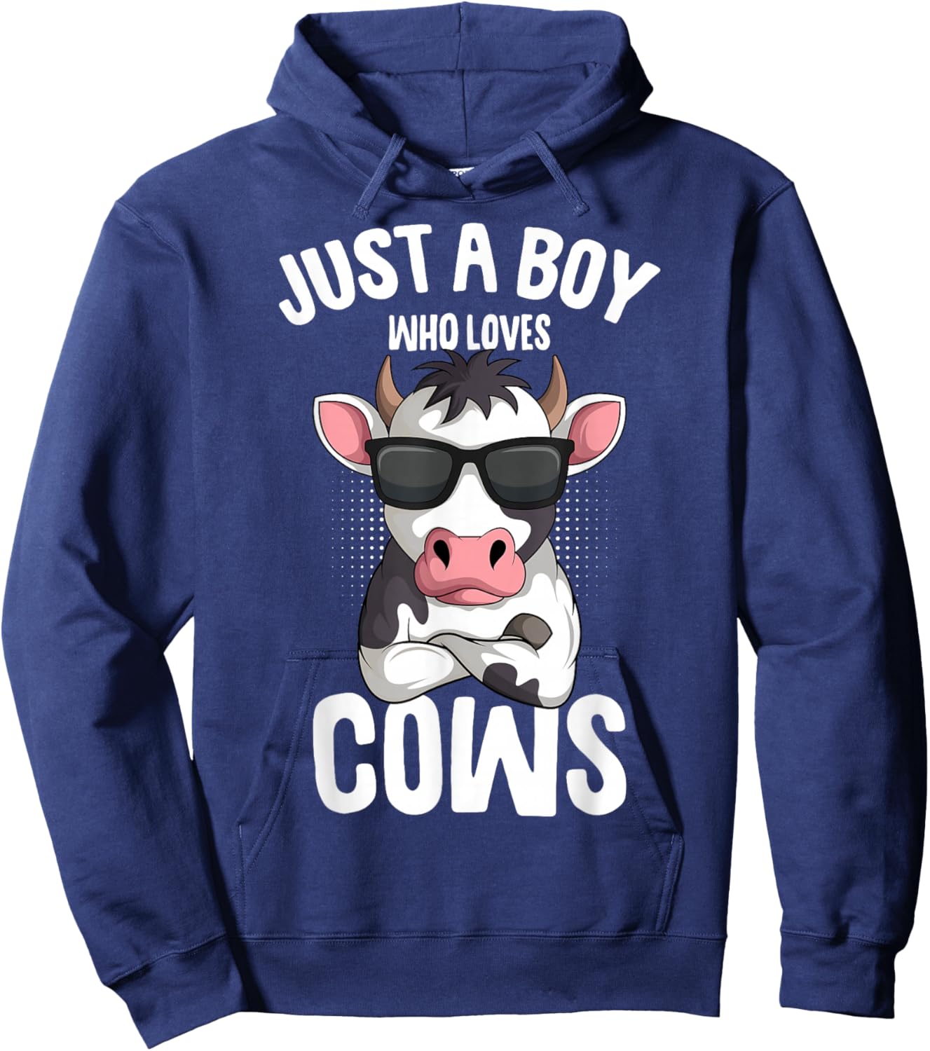 Just A Boy Who Loves Cows Farmer Kids Cow Toddler Boys Hoodie - Hoodie | Navy