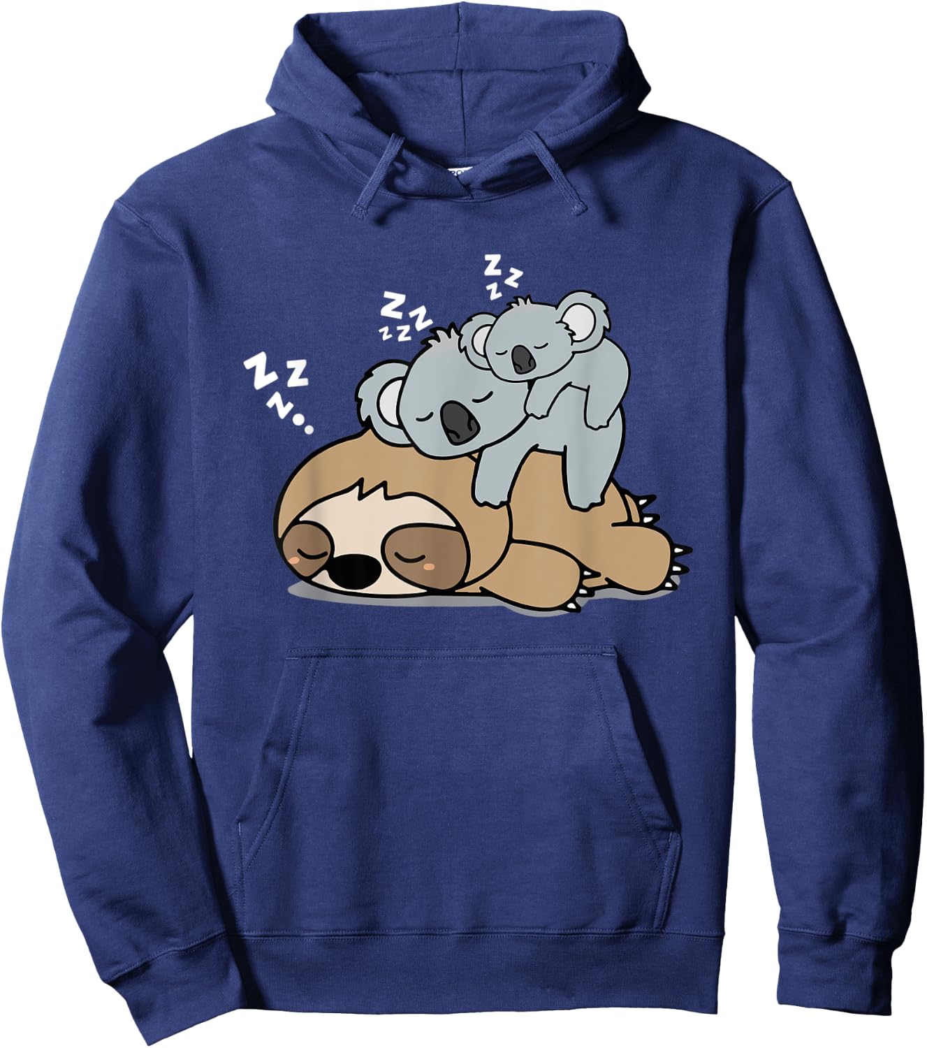 Cute Sleeping Lazy Sloth With Baby Koala Mama Bear Nap Hoodie - Hoodie | Navy