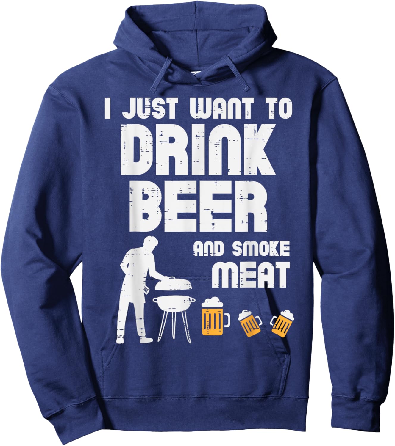 I Just Want To Grill Meat Funny Bbq Barbecue Grill Dad Men Hoodie - Hoodie | Navy