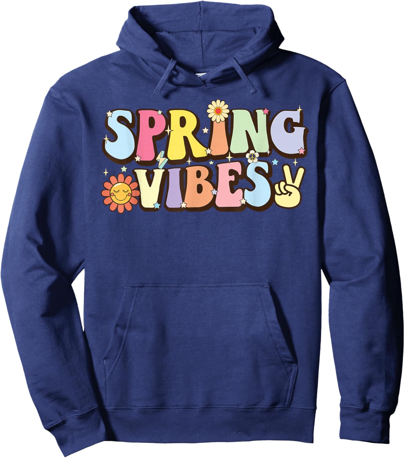 Hello Spring vibes Flowers Bloom Floral First day of Spring Hoodie - Hoodie | Navy