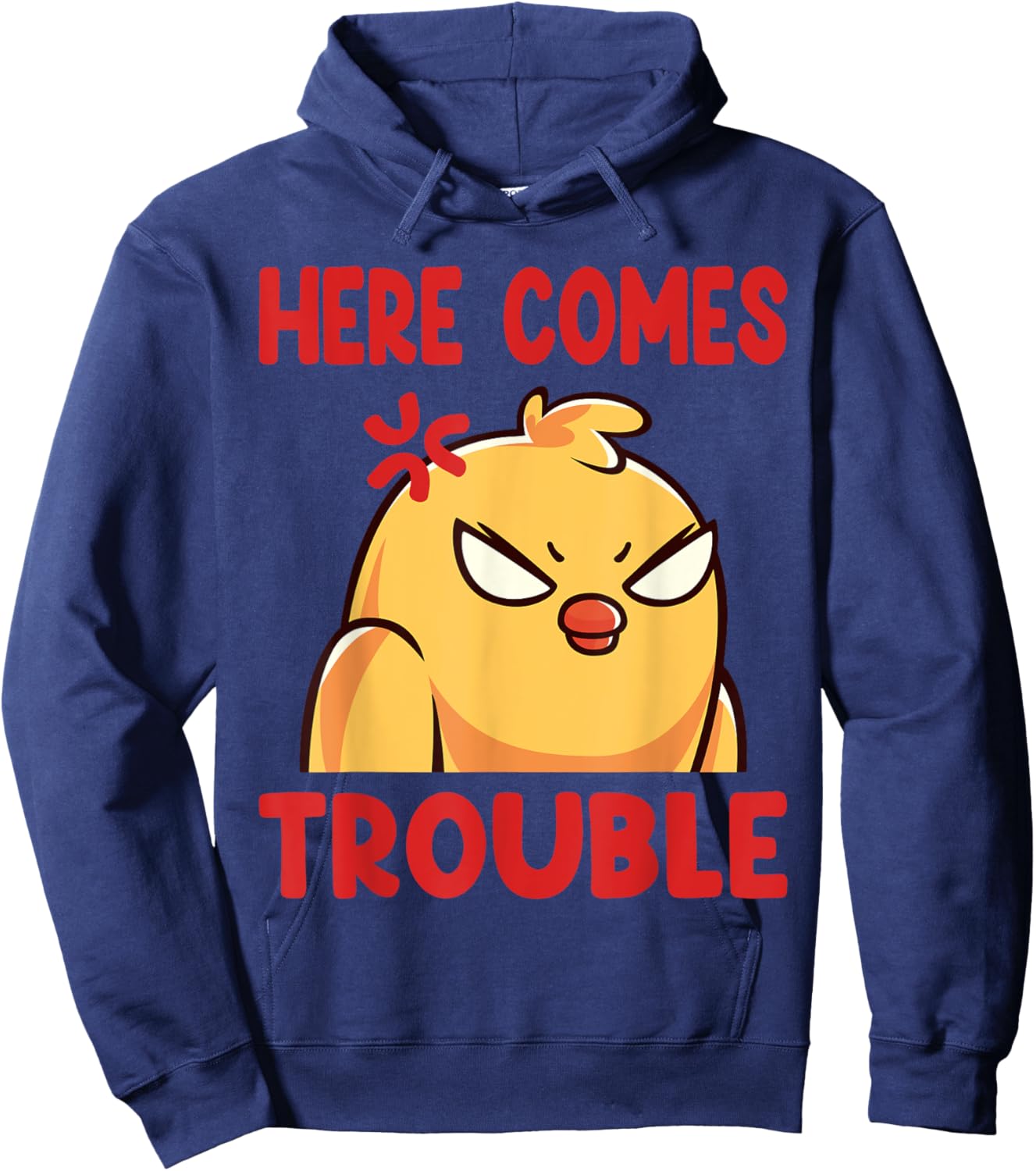 Funny Here Comes Trouble Angry Kawaii Bird Hoodie - Hoodie | Navy