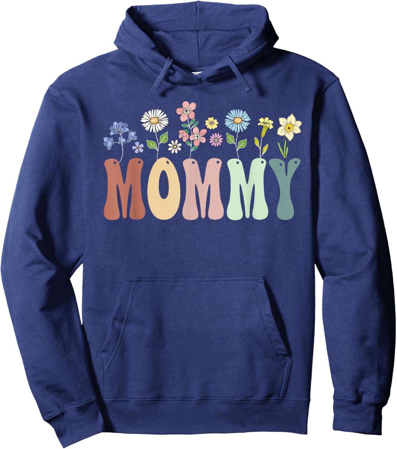 Mommy Gifts Women Wildflower Floral Design Mommy Hoodie - Hoodie | Navy