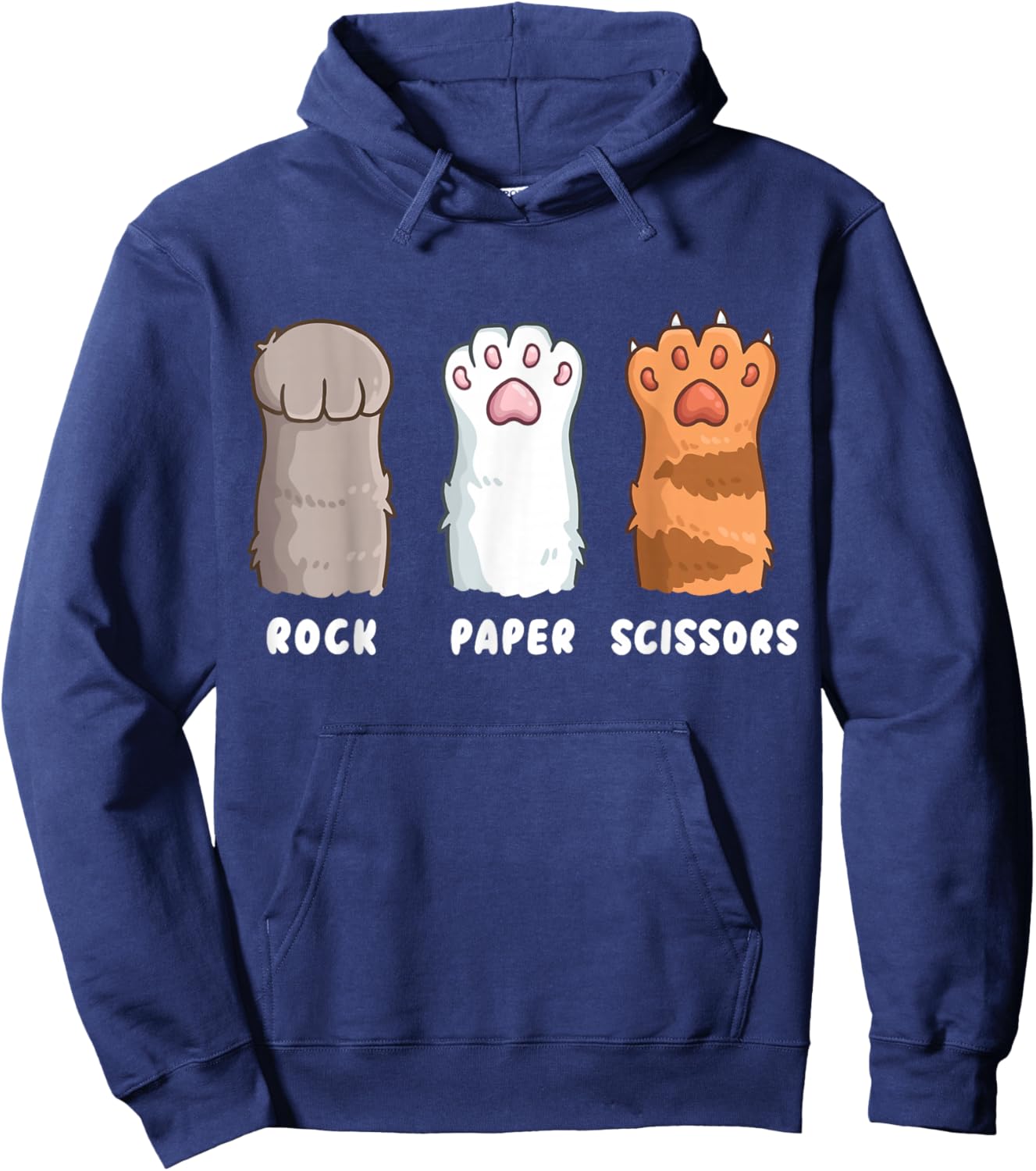 Cat Lover Cat Owner Funny Cat Rock Paper Scissors Hoodie - Hoodie | Navy