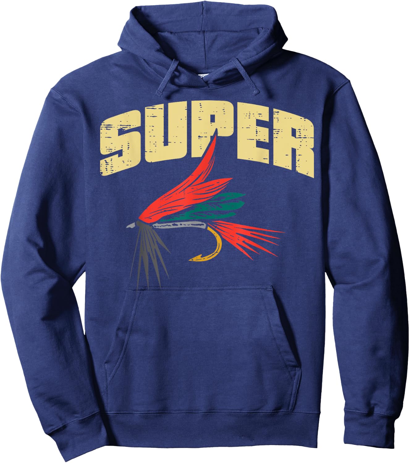 Super Fly Fishing Cool Fish Angler Fisher Fisherman Men Dad Hoodie - Hoodie | Navy