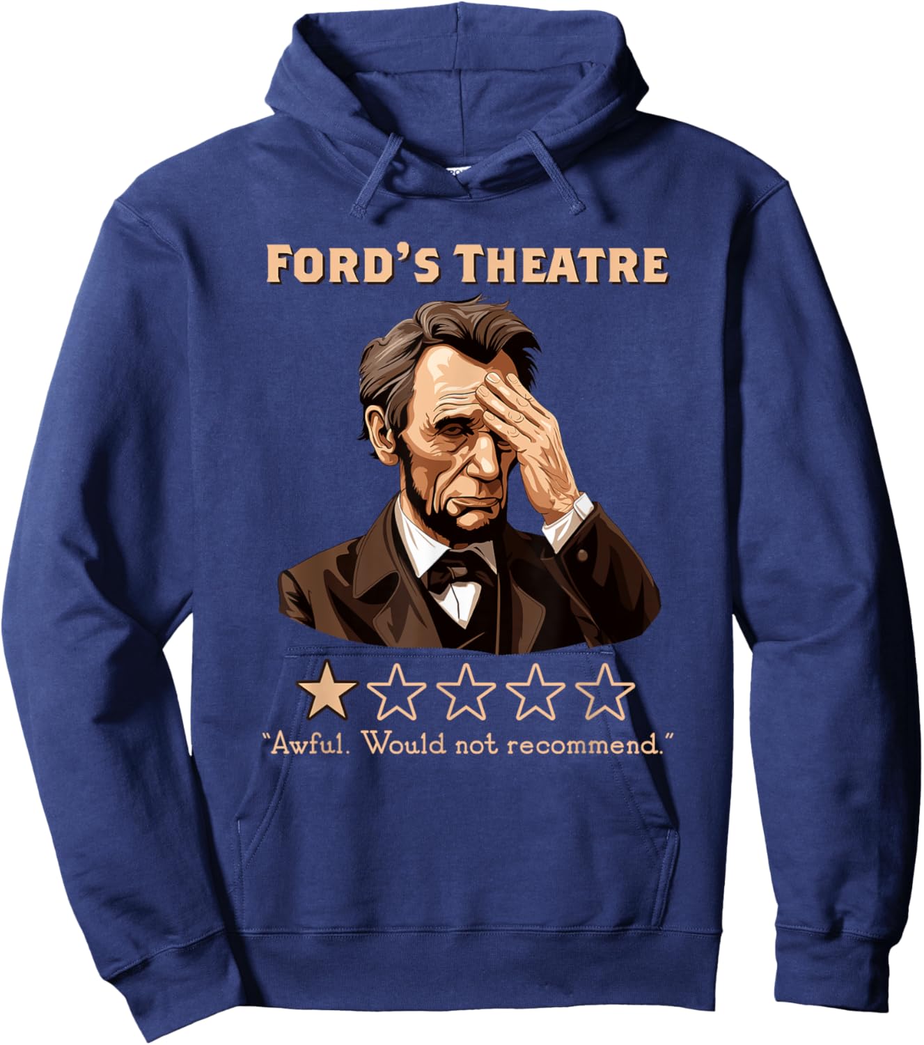 Presto Abraham Lincoln Ford Theater Funny , Men's Grey Classic Fit Short Sleeve , Small Hoodie - Hoodie | Navy