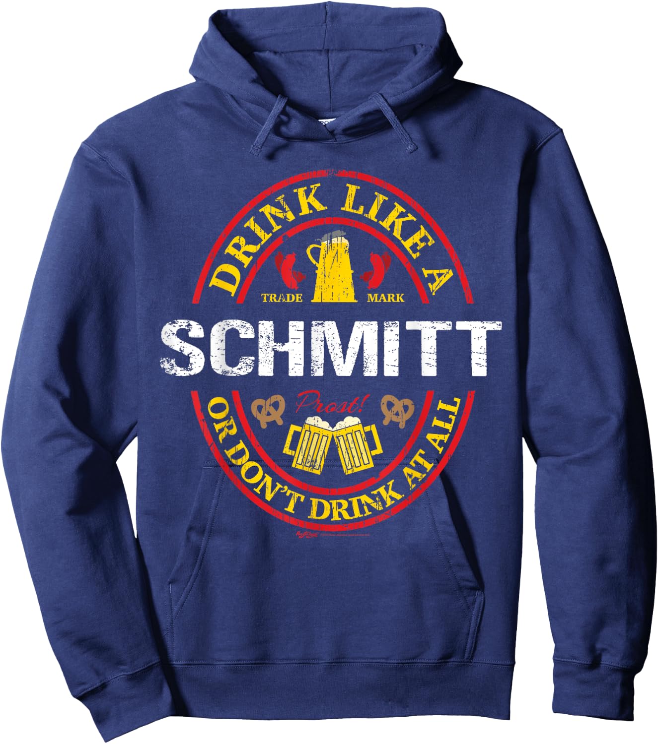 Vintage Drink Like A Schmitt Oktoberfest 2021 Drinking Hoodie - Hoodie | Navy