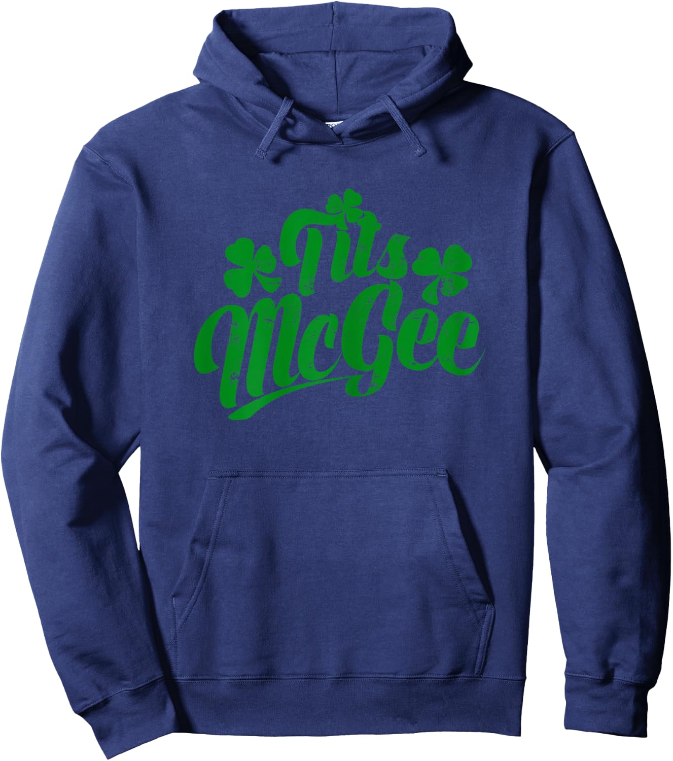 Tits McGee Vintage St. Patrick's Day Funny Shamrocks Retro Hoodie - Hoodie | Navy
