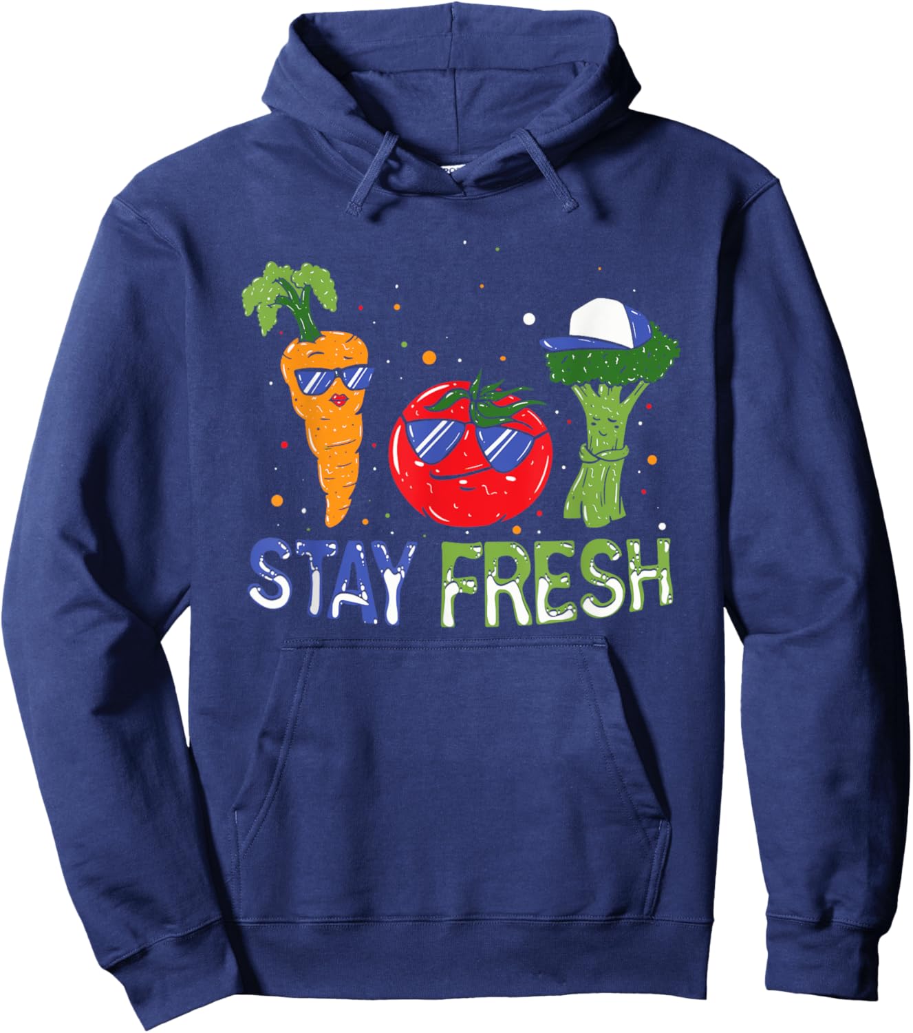 Veggie Squad Vegetables Stay Fresh with Funny Faces Hoodie - Hoodie | Navy