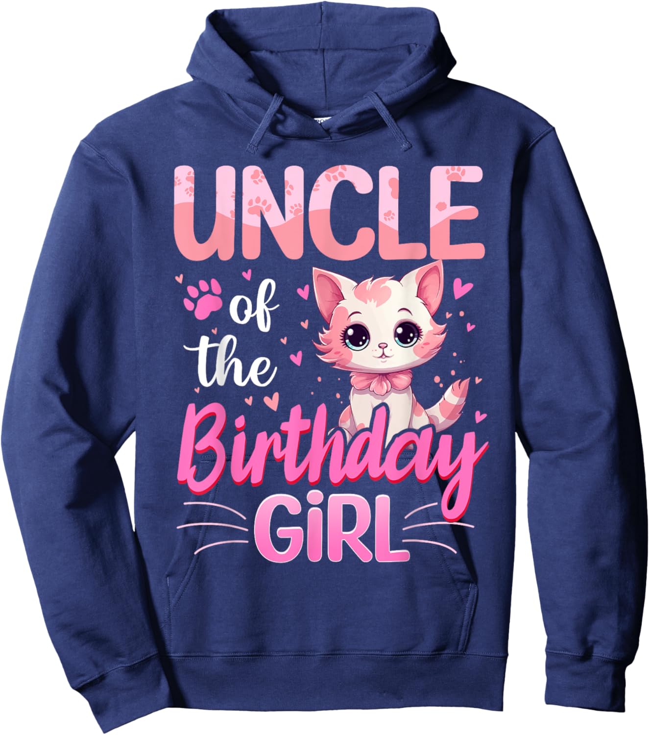 Uncle Of The Birthday Girl Cute Cat Lover Kitten Kid Hoodie - Hoodie | Navy