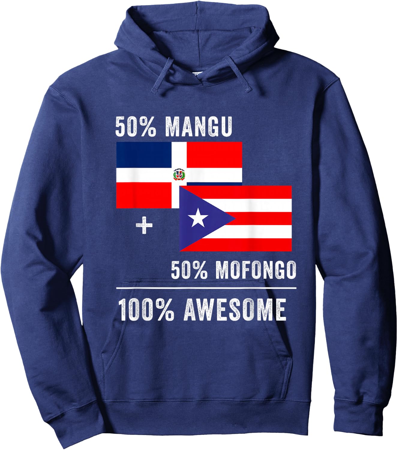 Half Puerto Rican Half Dominican Flag Boricua Domis PR RD Hoodie - Hoodie | Navy