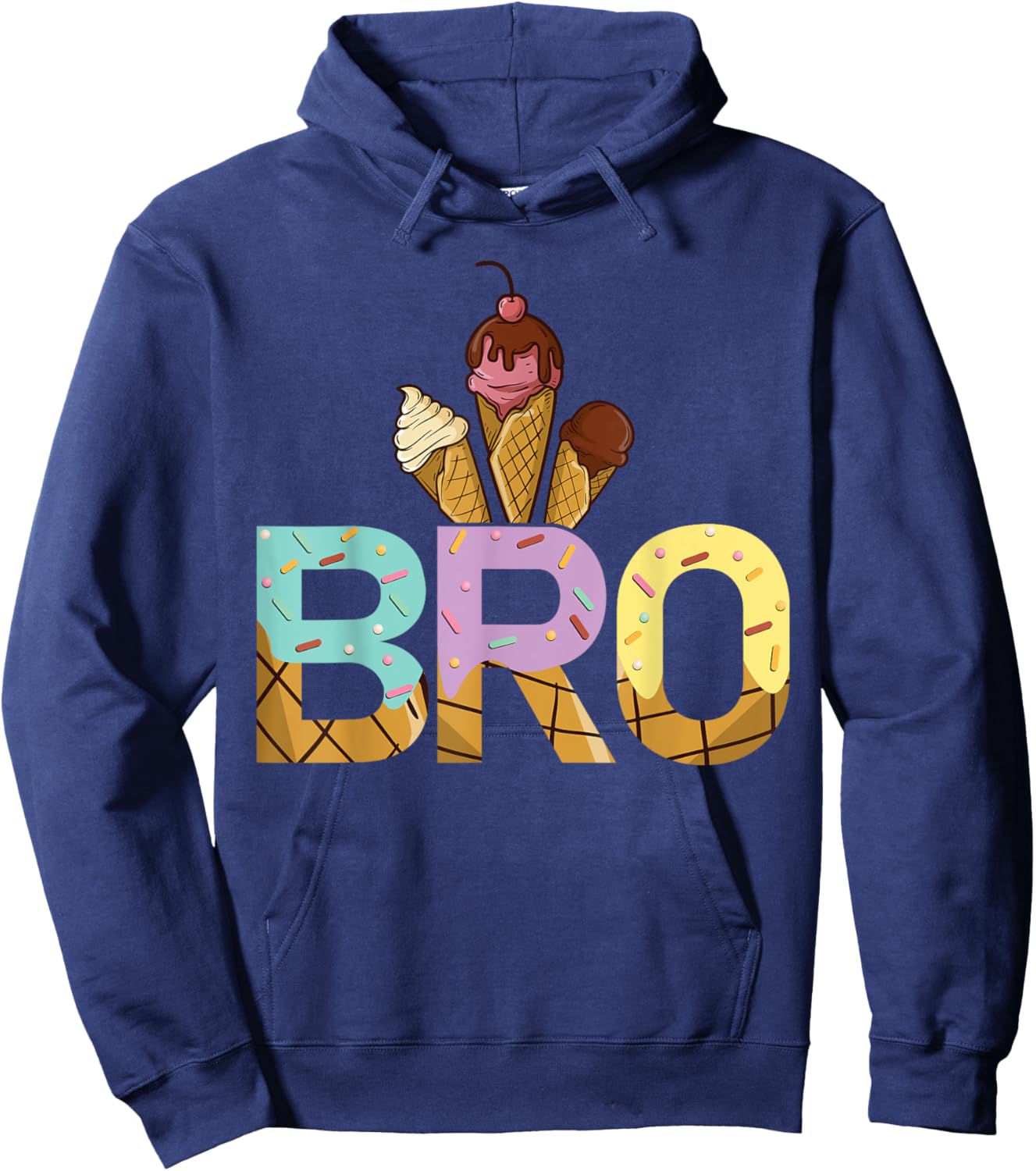 Brother Of The Sweet One Ice Cream 1st First Birthday Family Hoodie - Hoodie | Navy