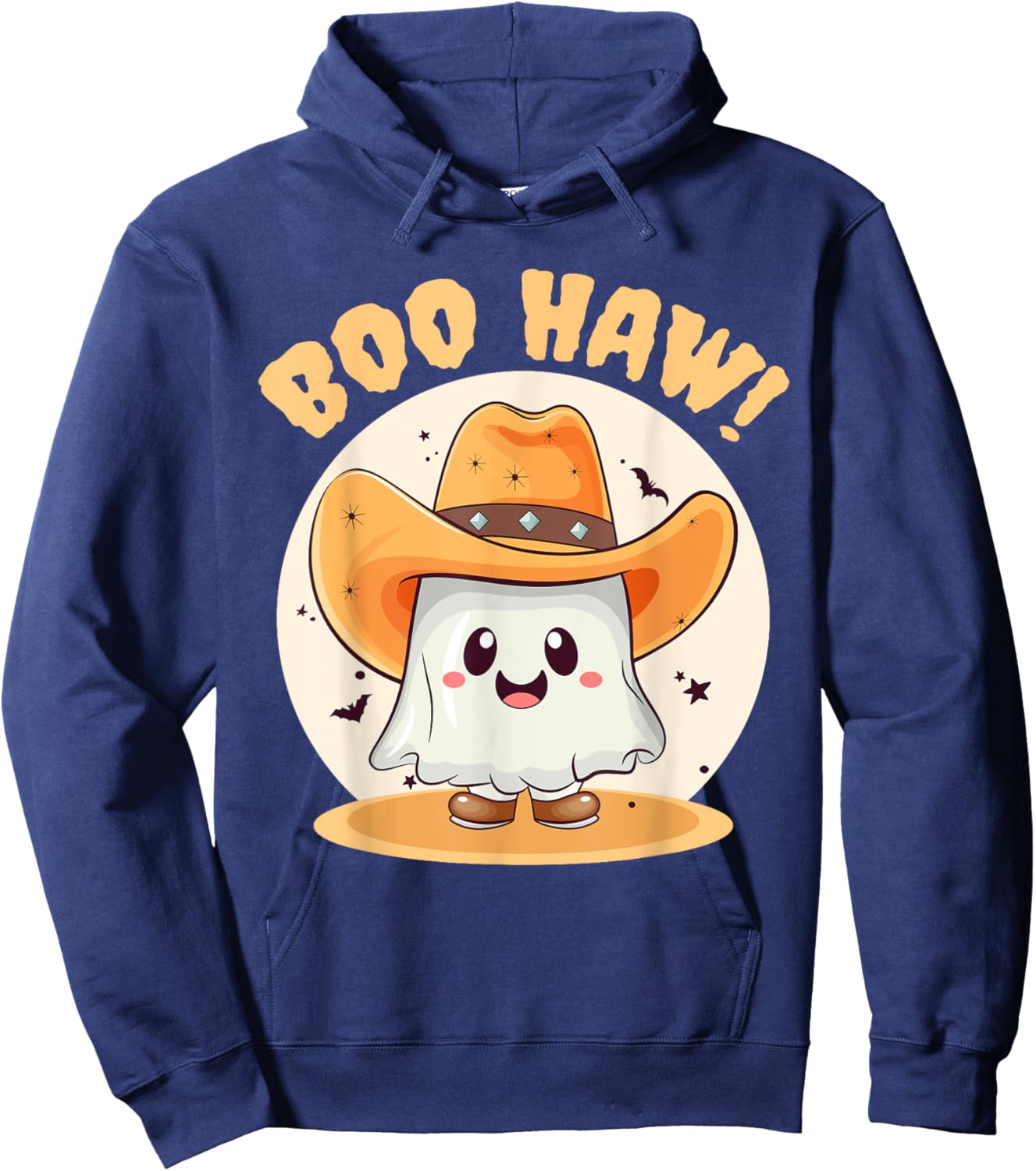 Boo Haw Funny Halloween Western Cowboy Ghost Men Women Kids Hoodie - Hoodie | Navy