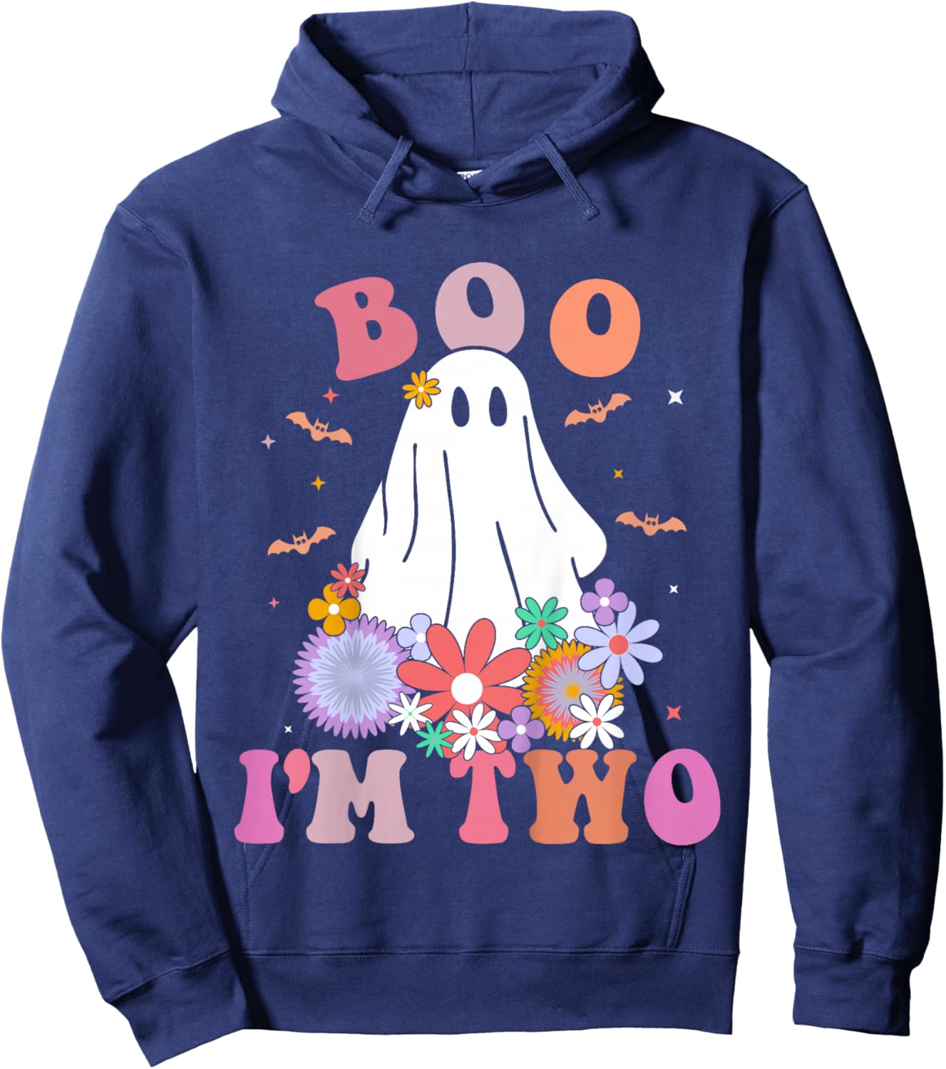 Kids Ghost Boo I'm Two Yr 2nd Birthday Kids Halloween Toddler Hoodie - Hoodie | Navy